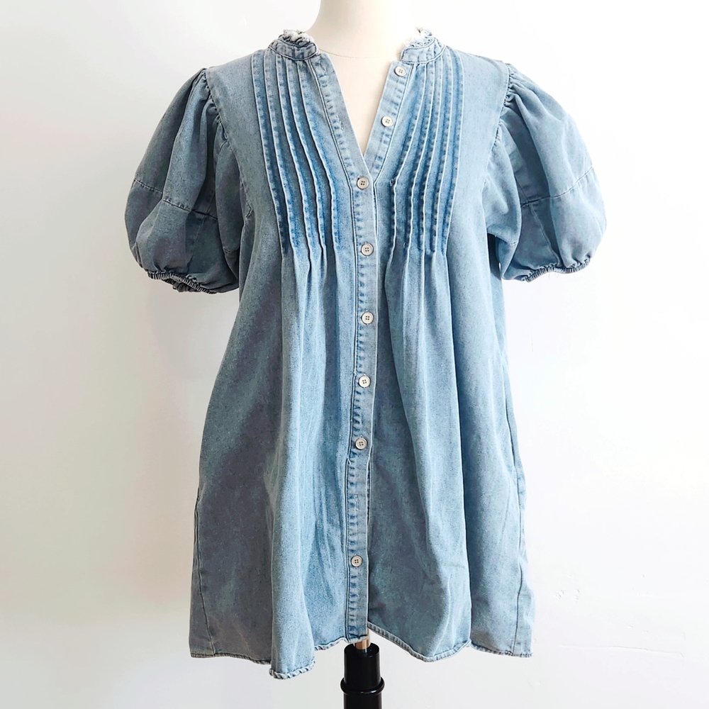 Just In! JODIFL Blue Puff Sleeve Mini Dress - Picture 2 of 6
